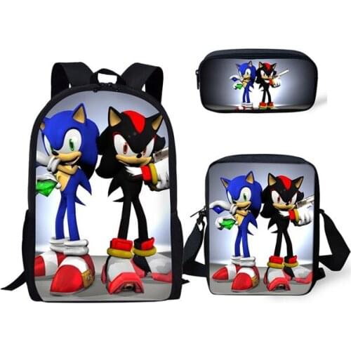 SONIC RACING 3PC/Set Backpack 3D Pattern Students School Bags Cartoon Anime Designer Teenagers Book-Bags Sets For Boys Girls