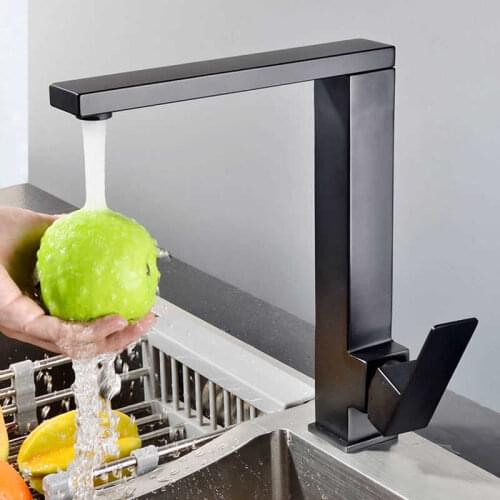 Black deck kitchen faucets assembled tap mixer 360 degrees rotation cold and hot water crane for kitchen