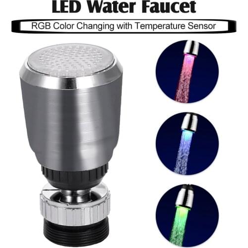 LED Water Faucet Light Water Stream Movable Water Faucet RGB Colors Changing Temperature Control Water Faucet Tap for Kitchen