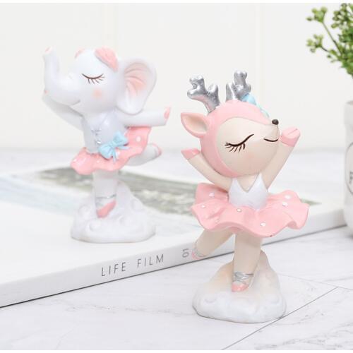 Creative Cartoon Resin Animal Ballet Lovely Desktop Small Ornaments Baking cake Decoration Car Adornment Crafts Sculpture Gifts