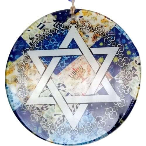 Star of David İkonu ile Füzyon Cam Duvar Dekorasyonu