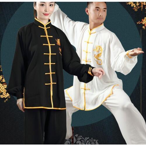 Unisex high quality embroidery dragon martial arts clothing wushu kung fu uniforms Tai chi taijiquan suits