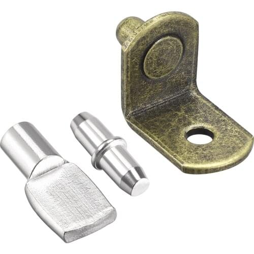 Uxcell Shelf Support Peg 3 Styles Bracket Pegs 5mm 7mm Pin with Hole Bronze Tone 60pcs