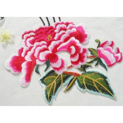Embroidery diy lace flowers appliques elegant multi-colored rose iron or sew on patches for lady long dress and DIY