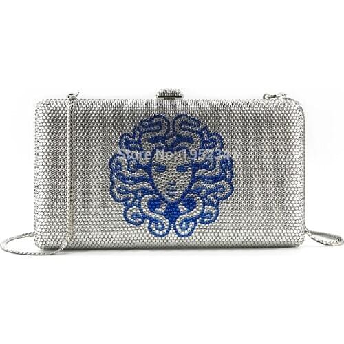 OC4191 High Quality Evening Bag Handmade Crystal Medusa Pattern Custom Wedding Evening Party Purse