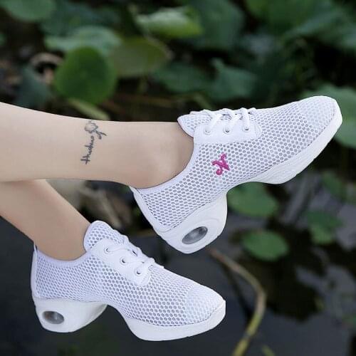 Womens Jazz Dance Shoes Ladies Dance Sneakers Girls Sports Shoes Feature Mesh Breathable Modern Dancing Shoes Zapatos Femeninos