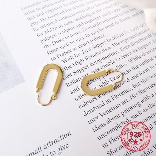 Factory Price 100% 925 Silver Fashion Minimalism Delicate Gold U shape Stud Earrings Fine Jewelry for Female
