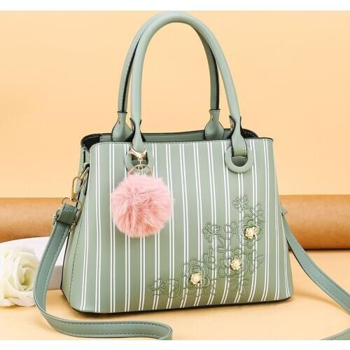 Women Bags Female Purse Handbags Striped Ladies Handbag Simple Embroidered Shoulder Messenger Bag New 2021 Leather Bags