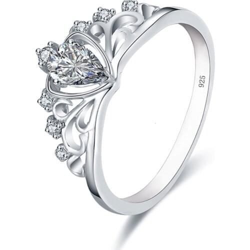 Real 0.5 Carat D Color Moissanite Crown Rings For Women 100% 925 Sterling Silver Sparkling Wedding Party Classic Fashion Jewelry