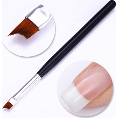 1Pcs French Tip Nail Brush Silver Black Handle Half Moon Shape Acrylic Painting Drawing Pen Nail Art Tool Nail Art Brush