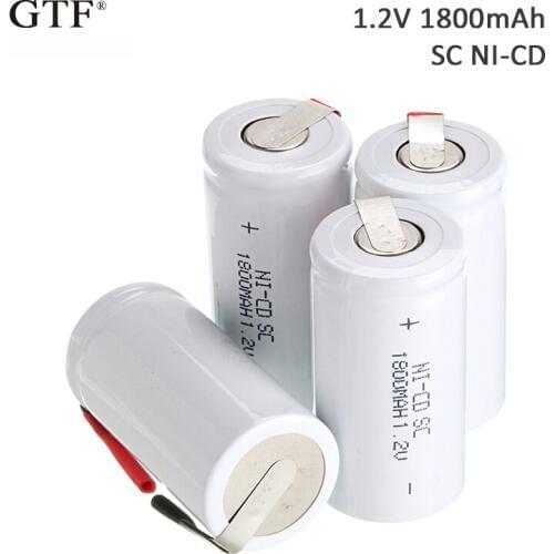 4pcs 1.2V 1800mah SC Battery Ni-Cd Rechargeable Battery LED Flashlight Torch Emergency Lighting Portable Devices Tools