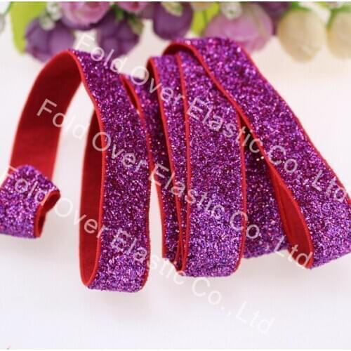 5/8" 16mm #LB-12A glitter elastic metallic velvet ribbon for baby headband,150yards per lot