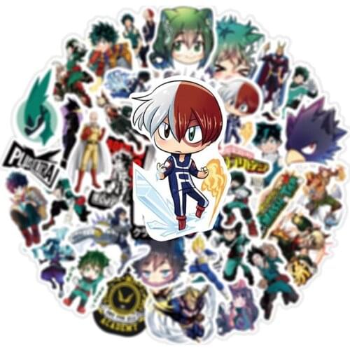 50Pcs/Lot Kawaii My Hero Academia Stickers Classic Japan Anime Sticker Modern Popular Laptop Luggage Car Skateboard Phone Decal