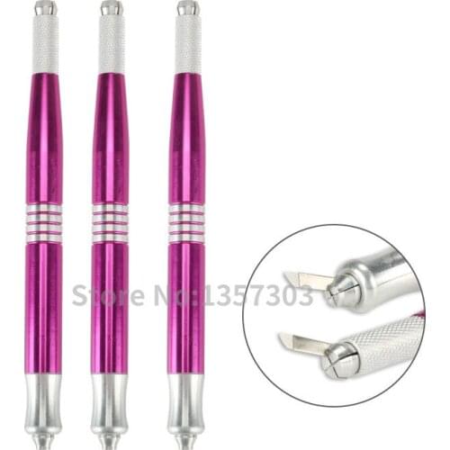 Aluminium Red Permanent Eyebrow Makeup Handmade Manual Tattoo Pen With 2pcs blades Microblading pen eyebrow tattoo pen
