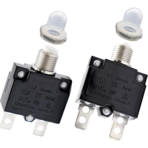 2pcs For cars, trucks, ships 15A/10A Circuit Breaker Overload Protector Switch + Clear Waterproof Cap