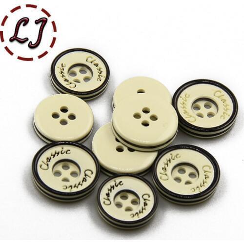 Free shipping 30PCS/LOT beige classic letter Button 11mm 12mm resin button plastic vintage buttons sew accessory scrapbooking