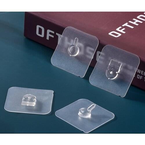 Seamless Strong Self Adhesive Hook Transparent Punch-free Non-marking Stickers Wall Hangers Hooks Hardwall Drywall Picture Hangi