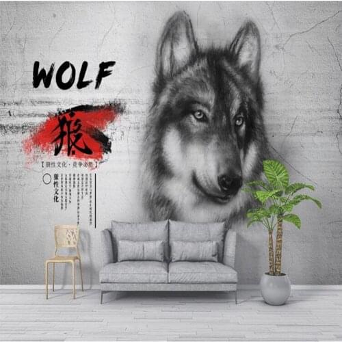 Milofi custom large wallpaper mural 3d nostalgic wall hand-painted wolf totem bedroom TV background wall