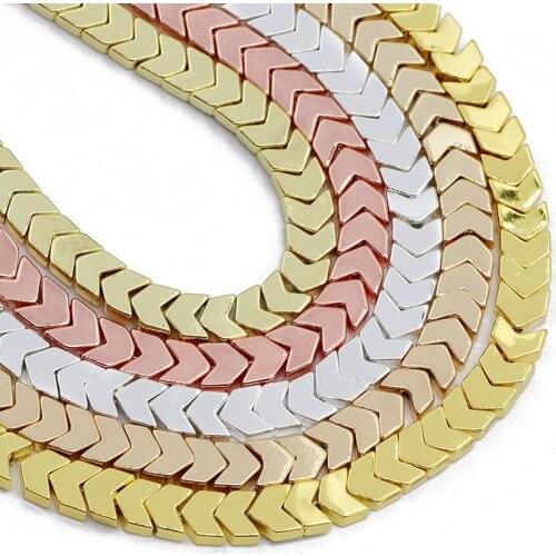 RBFHYER 6*3MM Natural Hematite Arrows head Rose Gold Silvers Loose Bead For Jewelry Making DIY Bracelet Accessories