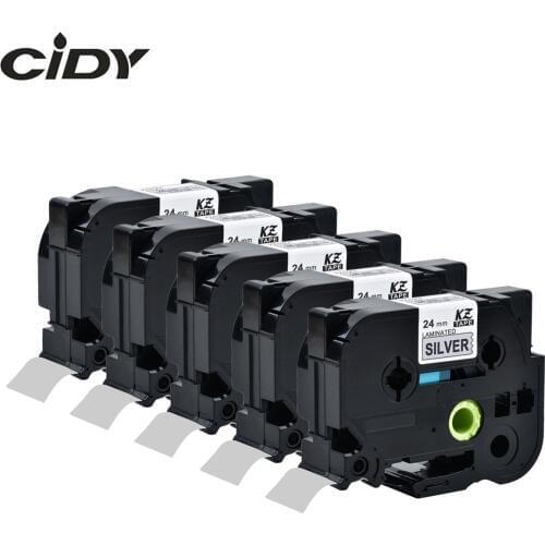 CIDY 5PCS compatible TZe-951 TZE 951 TZE951 TZ-951 TZ951 Black on Silver 24mm*8m label tape for brother printer