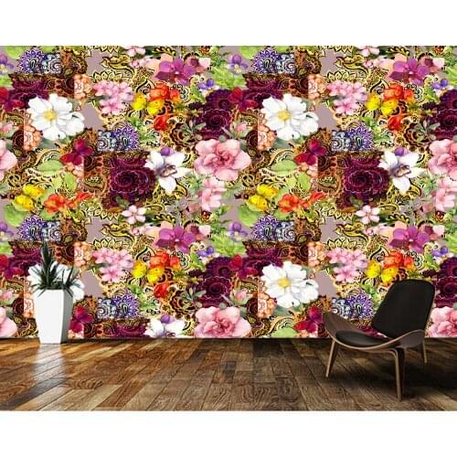 Custom papel de parede graffite, Flowers and Indian ornaments mural for living room bedroom sofa background decorative wallpaper