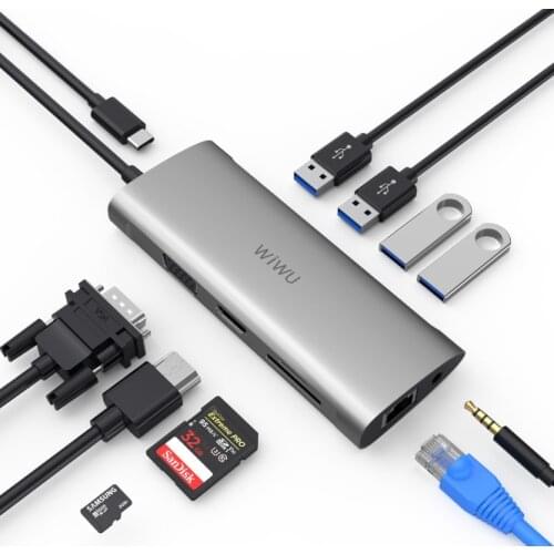 Wiwu type-C docking station Apple Computer converter is suitable for Huawei notebook / MacBook Pro / thunder 3 expansion 11 in 1