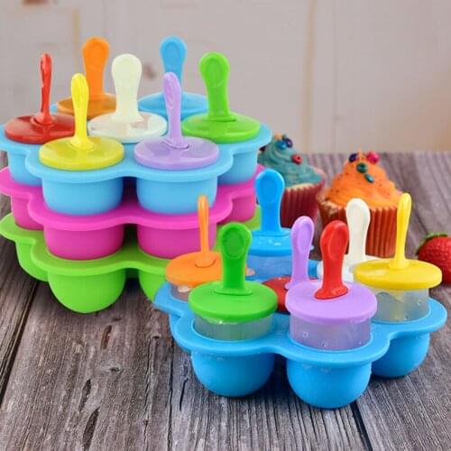 7 Hole Mold Silicone Ice Cream Mold With Sticks DIY Homemade Baking Desserts For Birthday Party Children Party