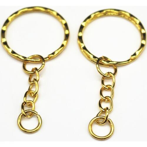 20Pcs/lot 1.3x25mm Gold Color Plated Key Ring with 4link chain 55mm Long, New Metal keychains,Key Chain and Key Ring Accessory