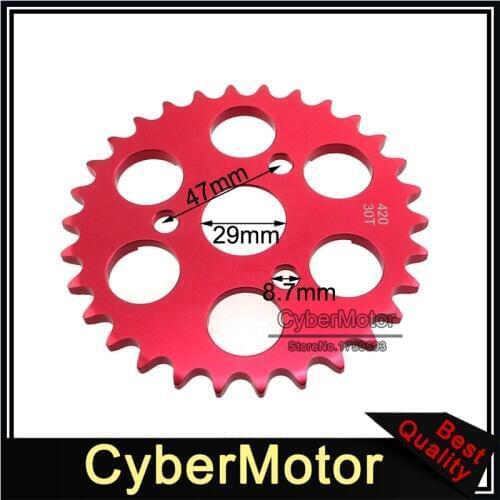 Red CNC Aluminum Rear Chain Sprocket 420 30 Tooth For Honda Z50A Z50 Z50R Z50J Bike
