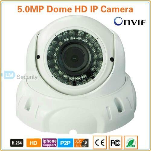 Lihmsek Free Shipping H.265 2.8-12mm 5 megapixel lens p2p poe onvif IR infrared Vandal-proof 5mp ip camera