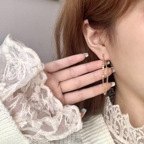 Line Ear Threader Earrings Thread Dangle Chain Pull-through Wire Earrings Gold Color For Woman Personality Gifts Jewelry