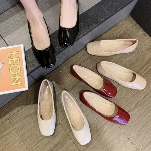 2020 Ladies Fashion Patent Leather Casual Blessing Shoes Womens Soft Sole Comfortable Flat Shoes Shallow Student shoes U19-58