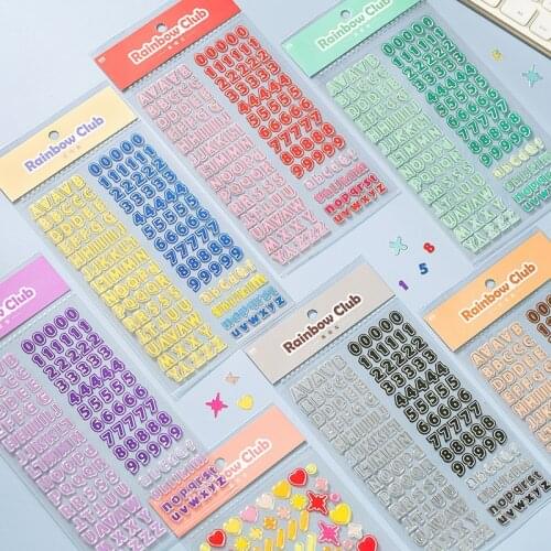 1PC Rainbow English digital series Decorative Stickers Scrapbooking diy Stick Label Diary Stationery Album Journal Sticker