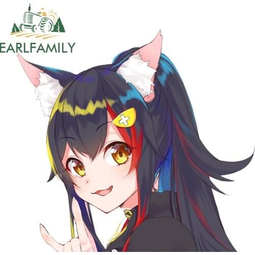 EARLFAMILY 13cm x 11.5cm For Ookami Mio Peeker Car Bumper Stickers Laptop Decal Vinyl Car Wrap Campervan RV VAN Decoration