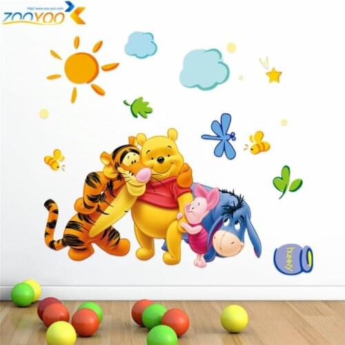 Winnie the pooh friends wall decals for kids room decorative stickers diy adesivos de paredes cartoon movie decals 2006