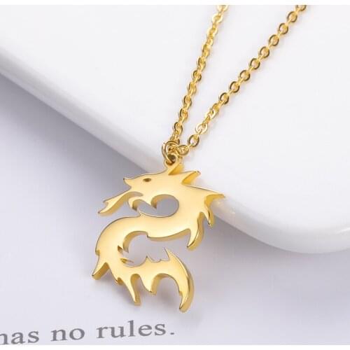 Stainless Steel Dragon Necklace For Men Gold color Fire Snake Choker Women Jewelry Party Gifts For Boyfriend Joyas Collar