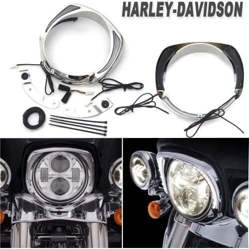 NEW Motorcycle LED Headlight Bezel For Harley Touring Tri Road King Street Electra Glide Low FLHTCU Ultra Limited Low