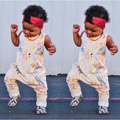Infant Newborn Baby cut summer floral sleeveless o-neck Romper Outfits Print Clothes Set 0-2Y new