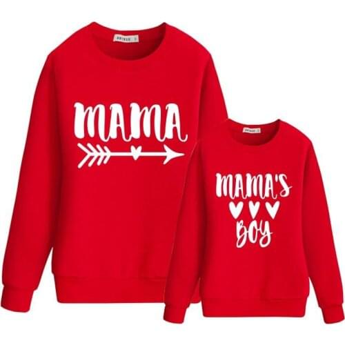 Mommy And Me Clothes Mother and Son Matching Outfits Mamas Boy T Shirt Woman Kids Baby Boys Winter Sweater Family TShirt Tops