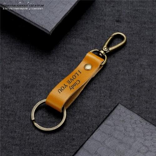 Personalized Master Custom Content Keychains Leather Engrave Text Words Letters Key Chain DIY Key Ring Jewelry for Parent Friend