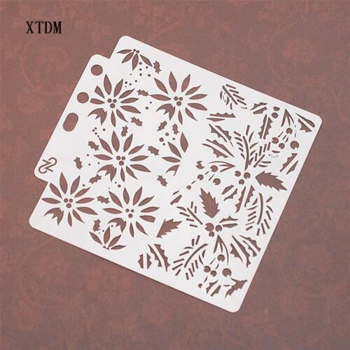 Maple leaf plastic mold shield DIY cake scrapbook stencils hollow Embellishments printing lace ruler Valentines Day