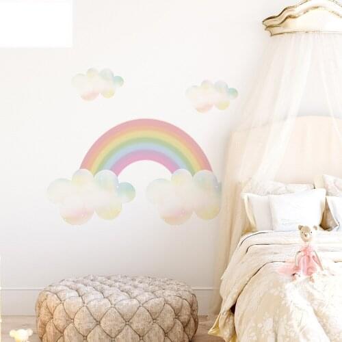 Rainbow clouds Self-adhesive wall stickers kindergarten decoration cartoon stickers transparent PVC Childrens room wallpaper