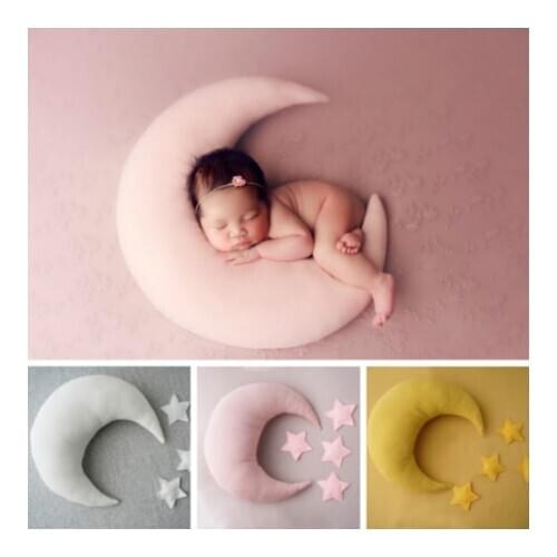 1 set newborn baby photography props moon shaped pillows with 4 stars full-moon baby photo shoot accessories