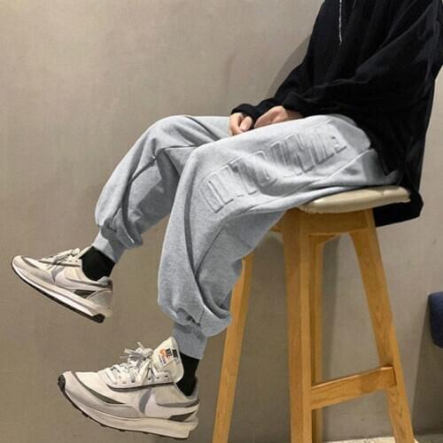 Sweatpants Women Harajuku Tide Brand Casual Trousers Joggers Three-dimensional Letter Printing Loose Solid Black Pants Woman