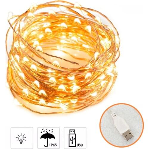 Fairy Lights Copper Wire LED String Lights Christmas Garland Indoor Bedroom Home Wedding New Year Decoration USB Port