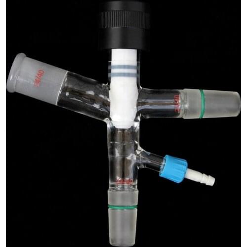 Improved Glass Vacuum Cut Off Adapter with O-ring Joints 24/40 , Vacuum Cow Adapter 75 Degree