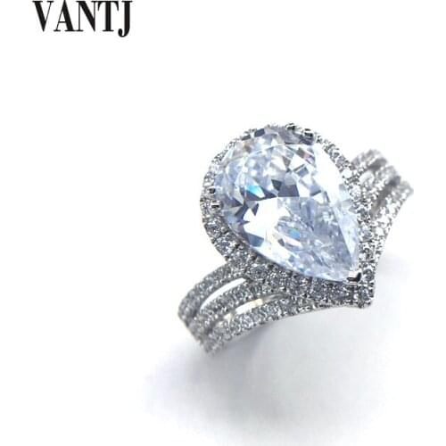 VANTJ Real 10K Gold Ring Sterling Moissanite Pear8*12mm Diamond Test Passed Fine Jewelry For Women Engagement Wedding Party Gift