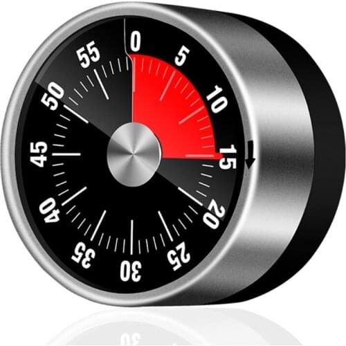 H7JB Stainless Steel Visual Timer Mechanical Kitchen Timer 60-Minutes Alarm Cooking Timer with Loud Alarm Magnetic Clock