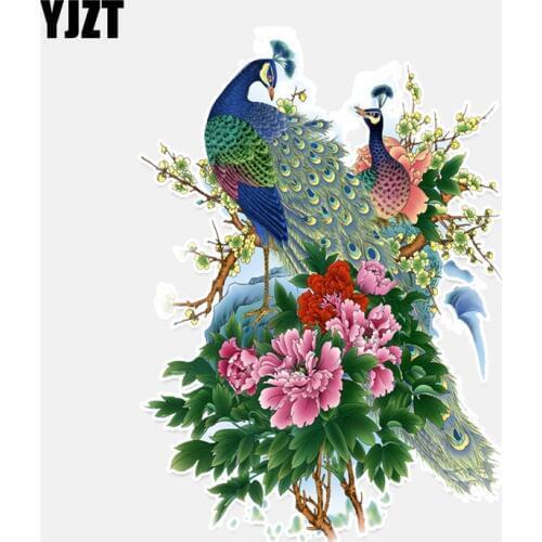 YJZT 12.6*17.6CM Coolest Peacock Decor Car Sticker Accessories Graphic Personalized High Quality Silhouette 11A0016