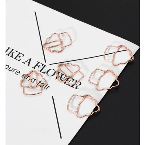 Rose Gold Ice Cream Paper Clip Cute Modeling Metal Paper Clip Badge Bookmark Paper Clips Papeleria Office Accessories Paperclips
